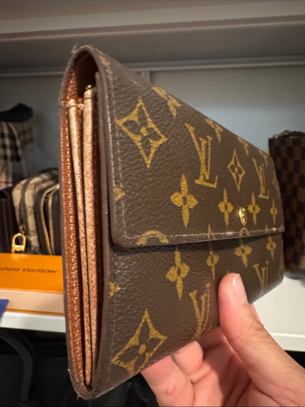 Authentic Louis Vuitton Monogram Canvas Continental Wallet in Brown and Gold - Picture 14 of 15